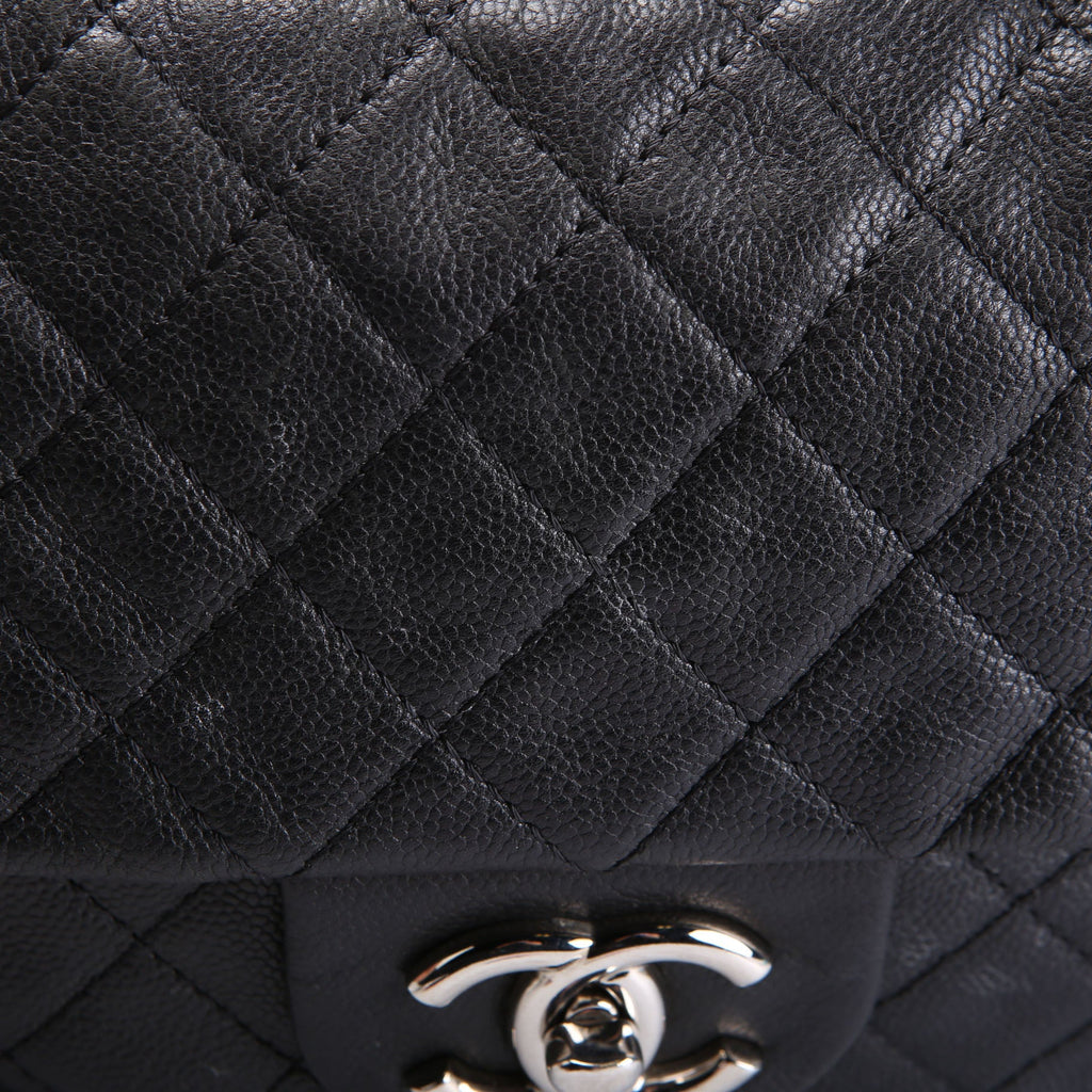 Chanel Washed Caviar Jumbo Single Flap 12M Black