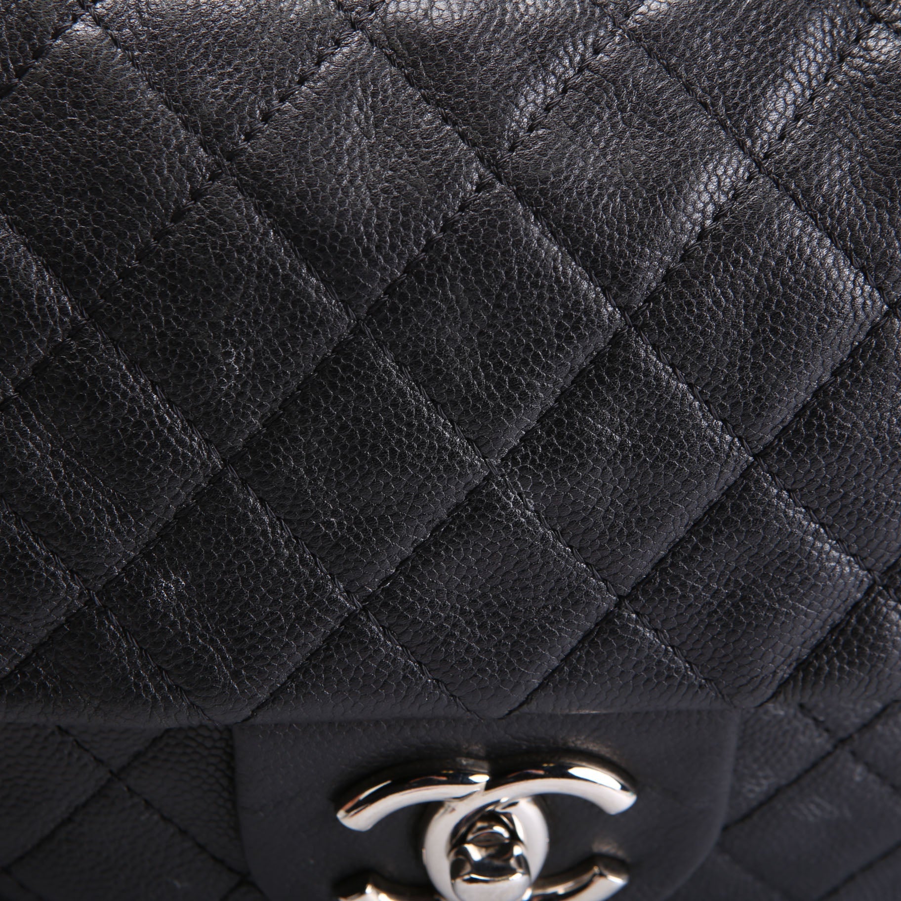 Chanel Washed Caviar Jumbo Single Flap 12M Black