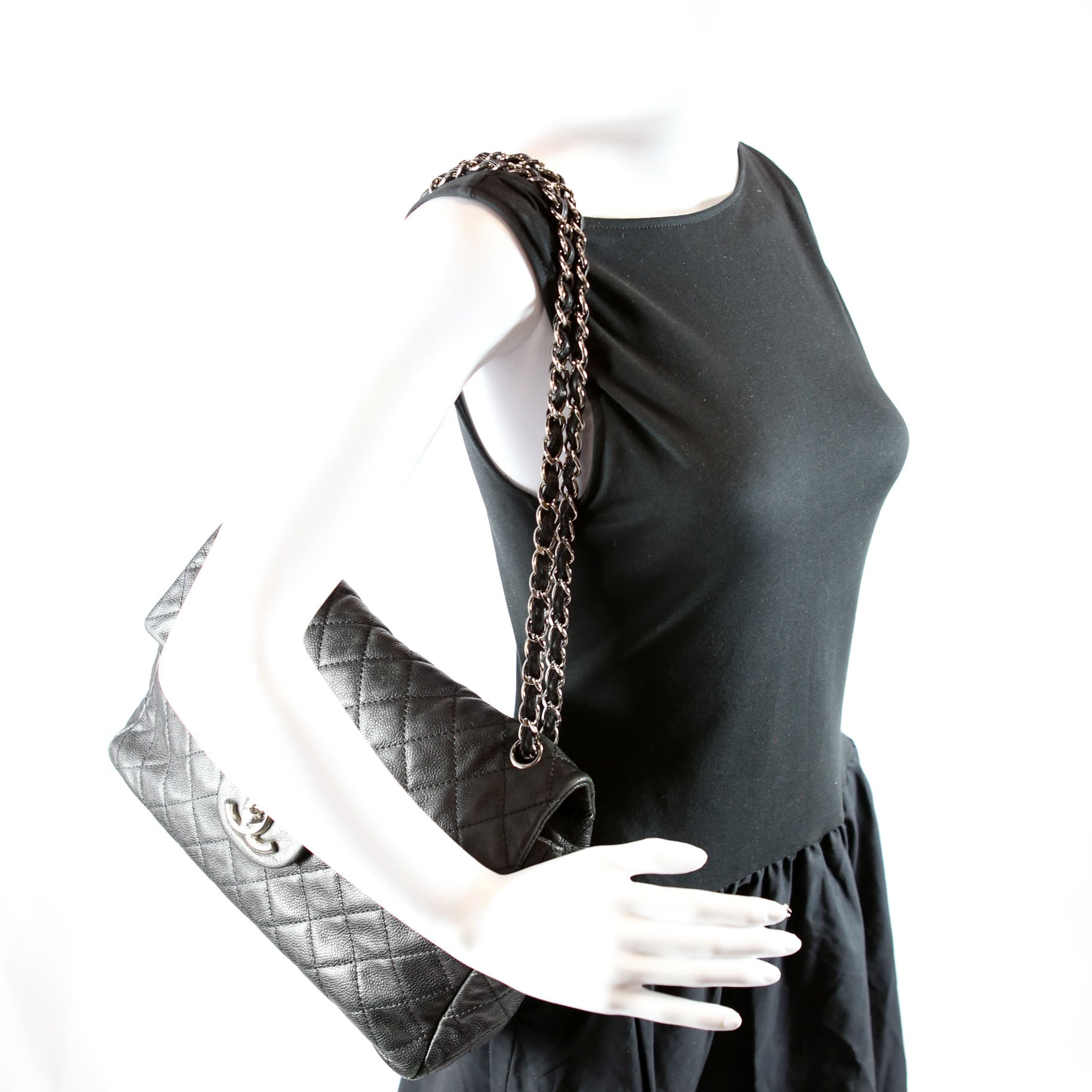 Chanel Washed Caviar Jumbo Single Flap 12M Black