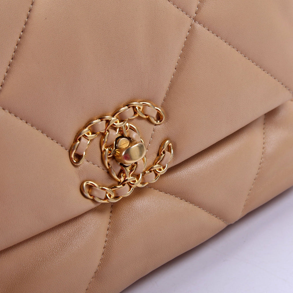 Chanel Quilted Lambskin 19 Medium Flap RFID Tan