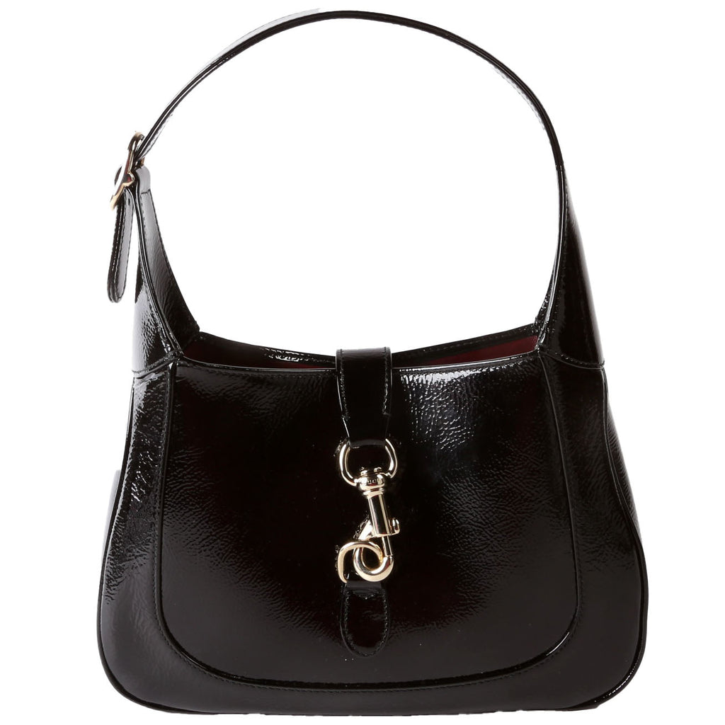 Gucci 782849 Jackie 1961 Patent Shoulder Bag Small Black