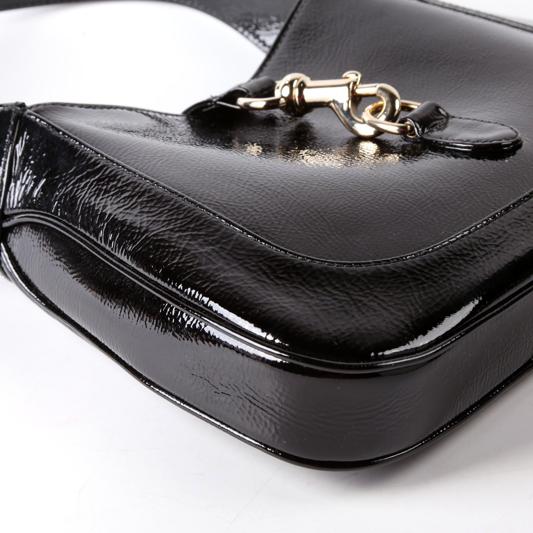 Gucci 782849 Jackie 1961 Patent Shoulder Bag Small Black