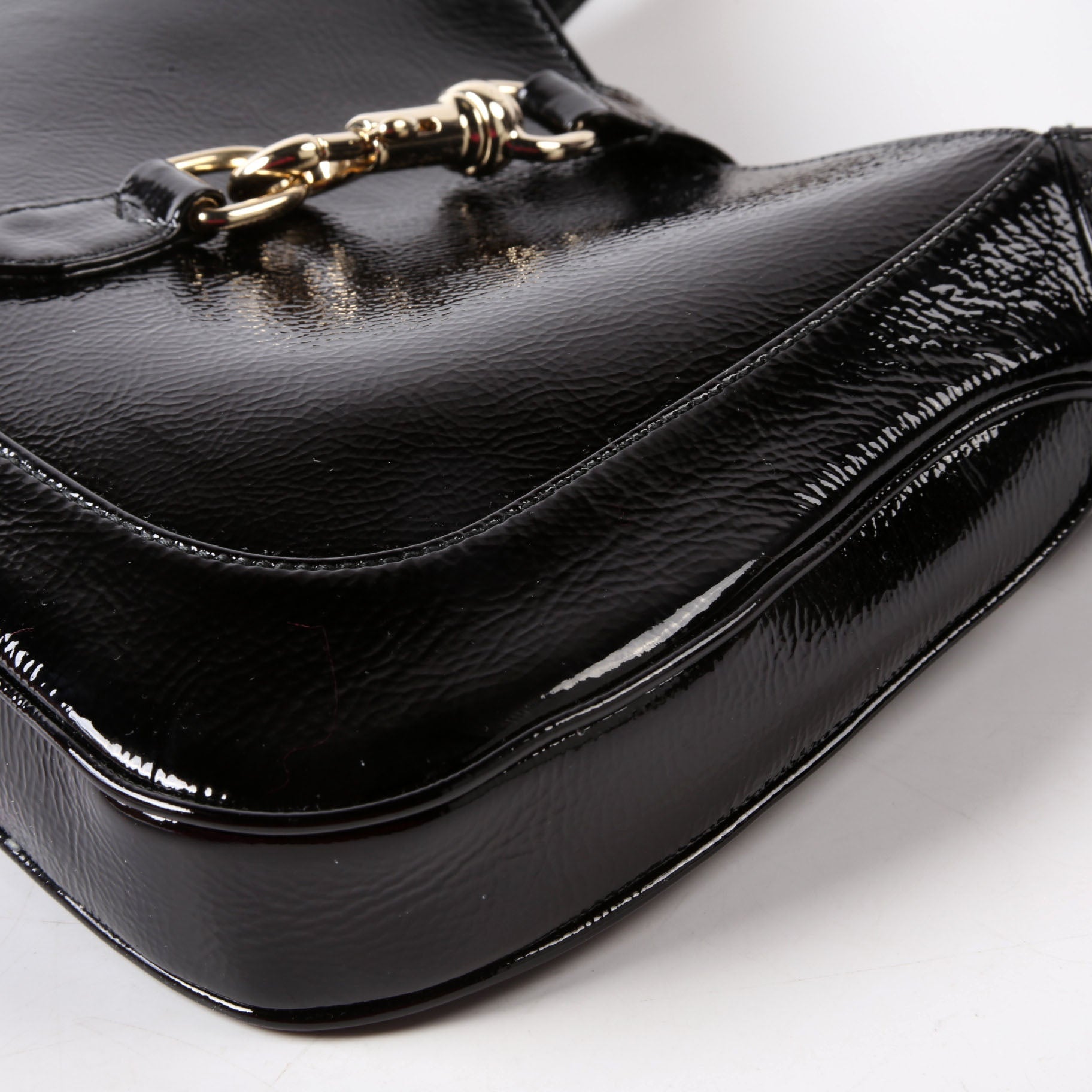 Gucci 782849 Jackie 1961 Patent Shoulder Bag Small Black