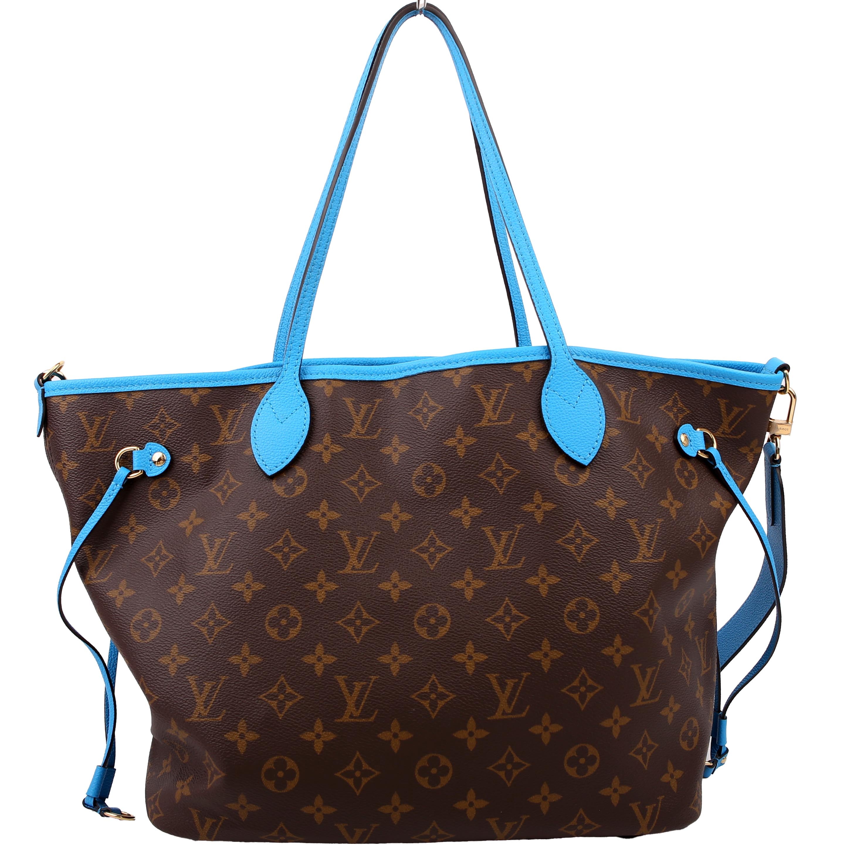 Louis Vuitton Neverfull MM Monogram Bandouliere Inside Out Blue