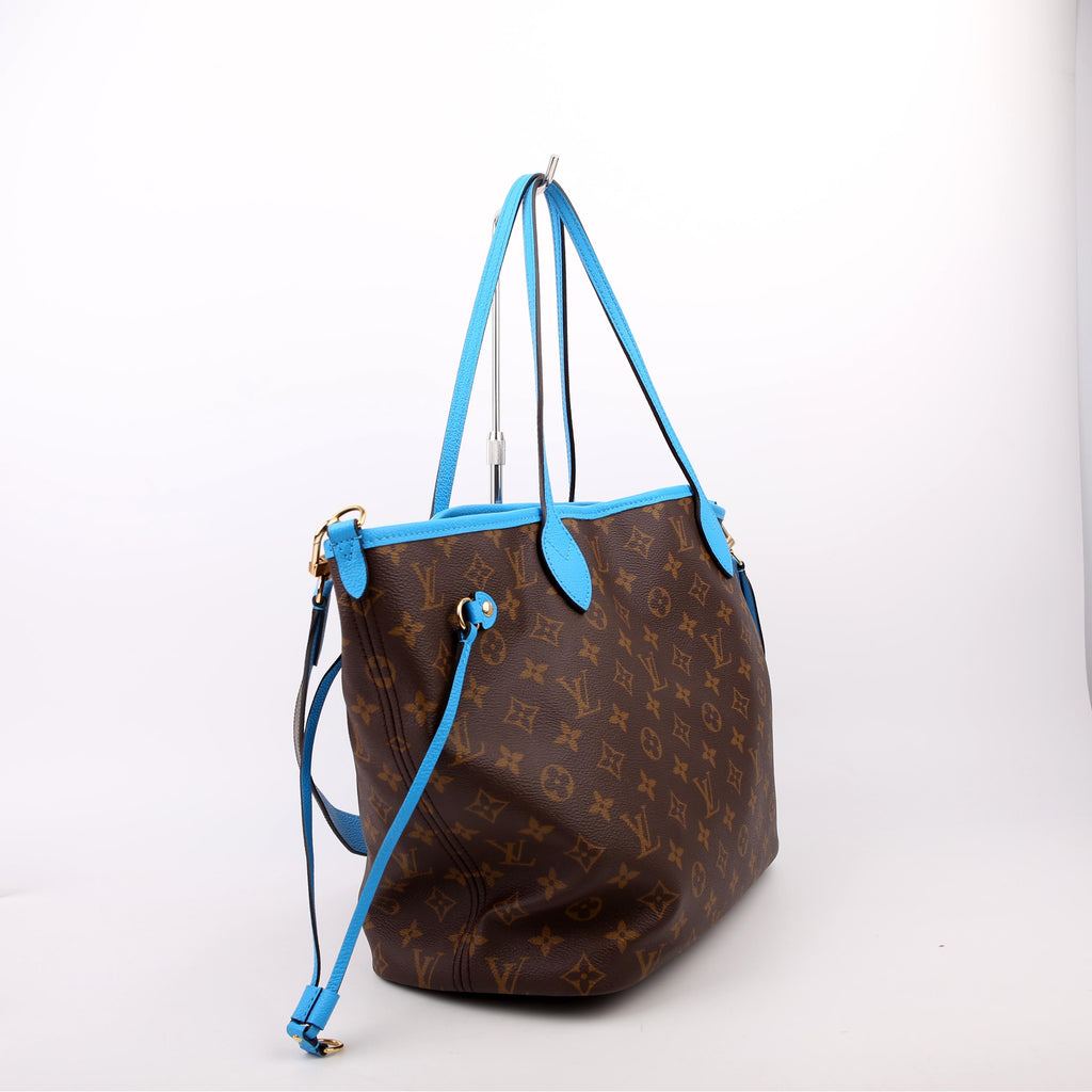 Louis Vuitton Neverfull MM Monogram Bandouliere Inside Out Blue