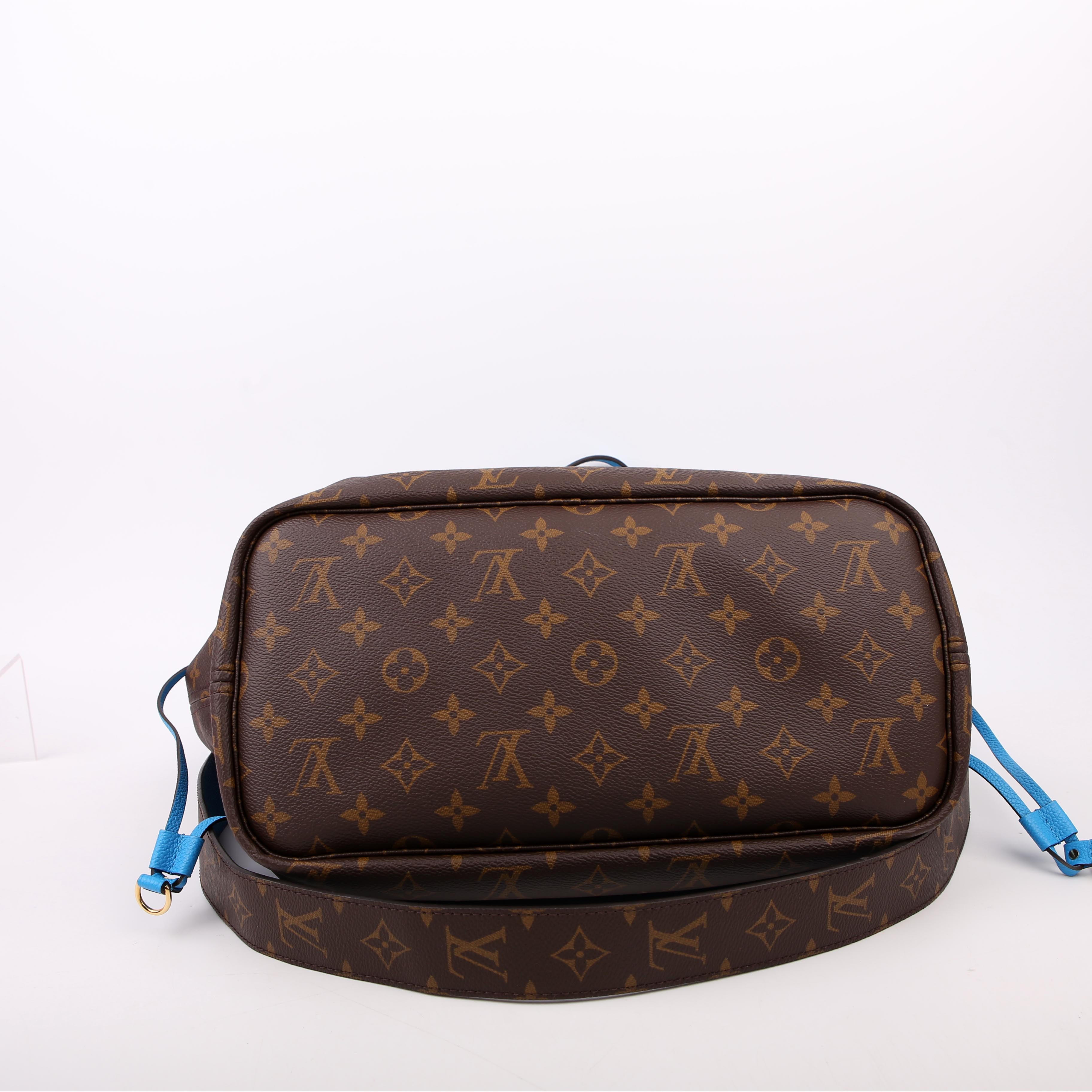 Louis Vuitton Neverfull MM Monogram Bandouliere Inside Out Blue