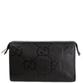 Gucci 739490 Jumbo GG Leather Zip Pouch Black