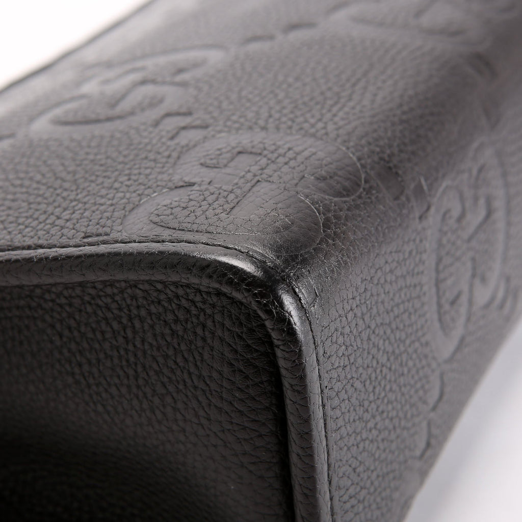 Gucci 739490 Jumbo GG Leather Zip Pouch Black
