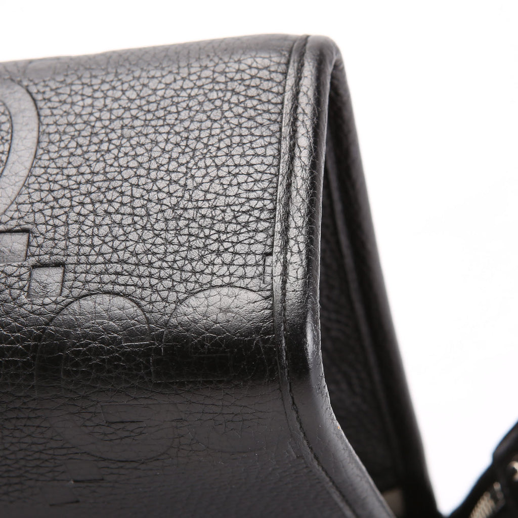 Gucci 739490 Jumbo GG Leather Zip Pouch Black