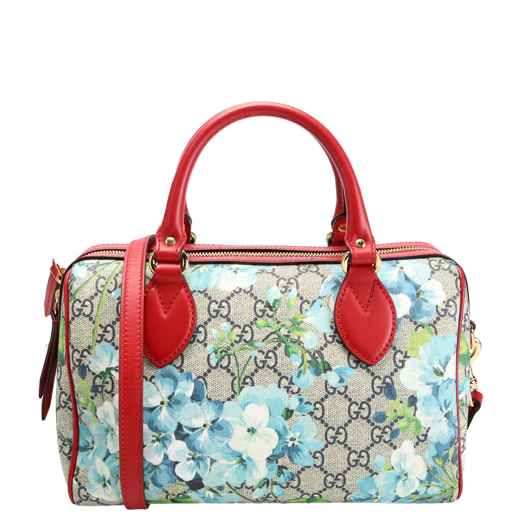 Gucci 409529 GG Supreme Blooms Boston Bag Small Red/Blue