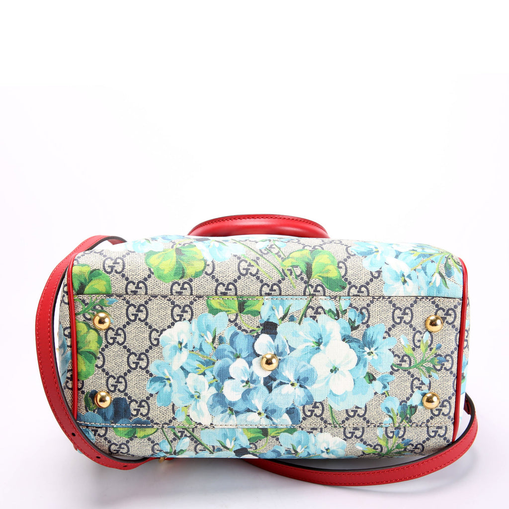 Gucci 409529 GG Supreme Blooms Boston Bag Small Red/Blue