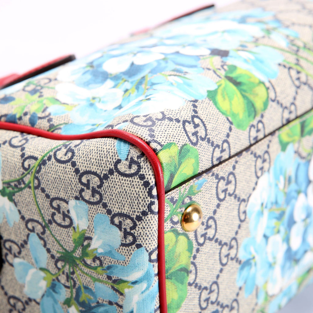 Gucci 409529 GG Supreme Blooms Boston Bag Small Red/Blue