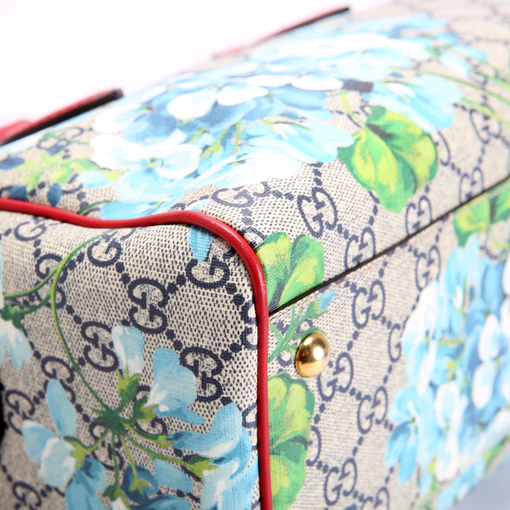 Gucci 409529 GG Supreme Blooms Boston Bag Small Red/Blue