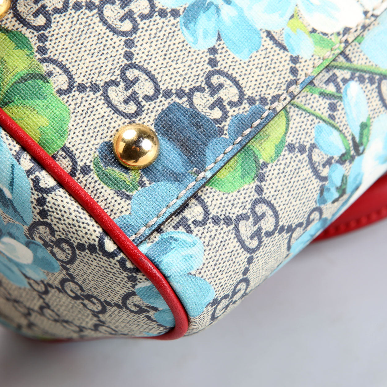 Gucci 409529 GG Supreme Blooms Boston Bag Small Red/Blue