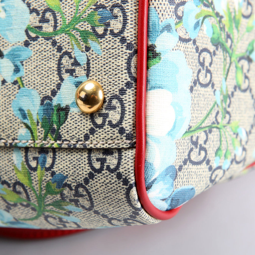 Gucci 409529 GG Supreme Blooms Boston Bag Small Red/Blue