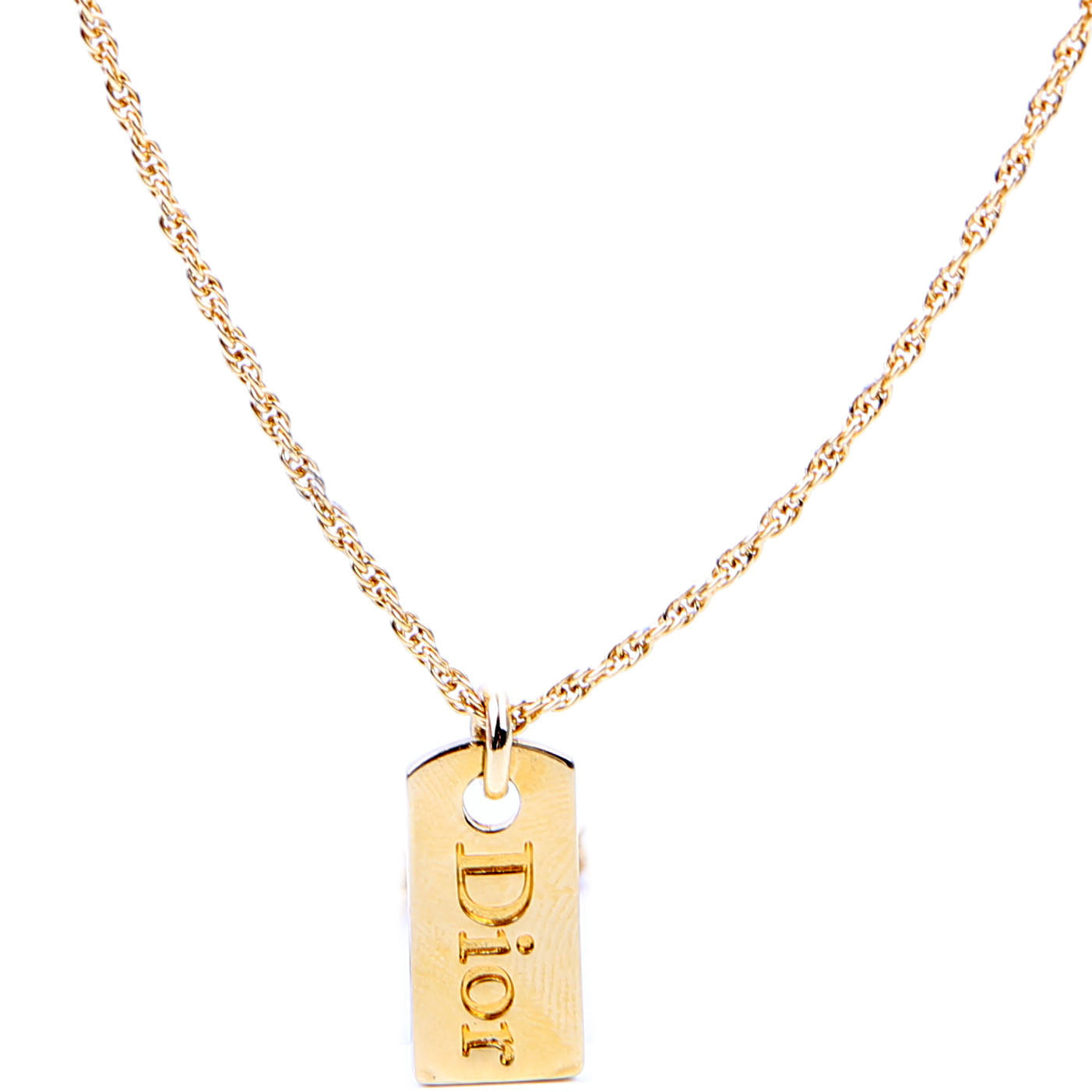 Christian Dior Dog Tag Logo Pendant Necklace
