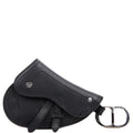 Christian Dior Saddle Key Pouch Grained Calfskin Black