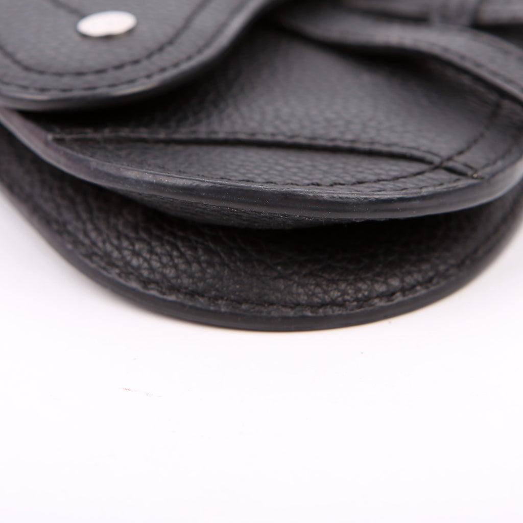 Christian Dior Saddle Key Pouch Grained Calfskin Black