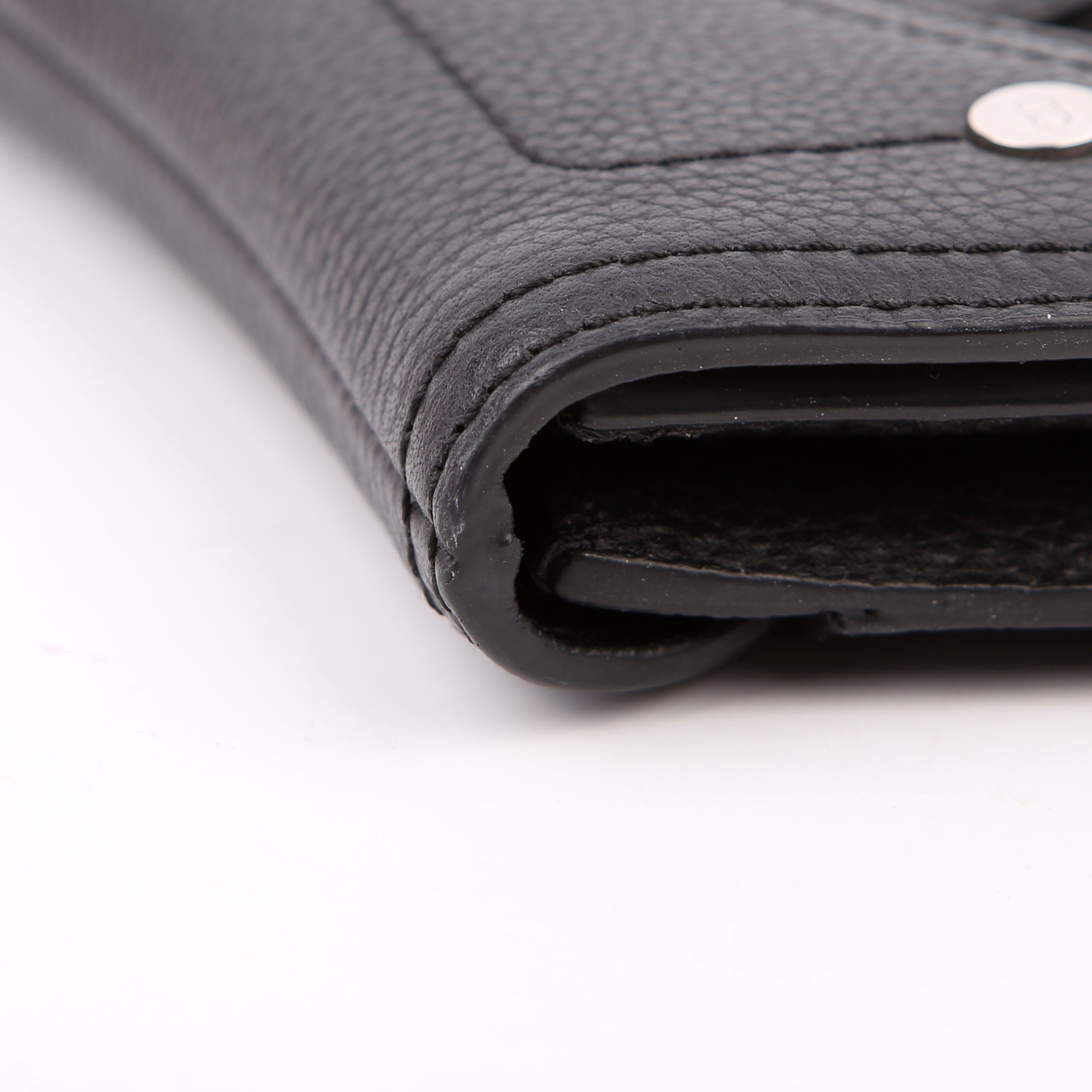 Christian Dior Saddle Key Pouch Grained Calfskin Black