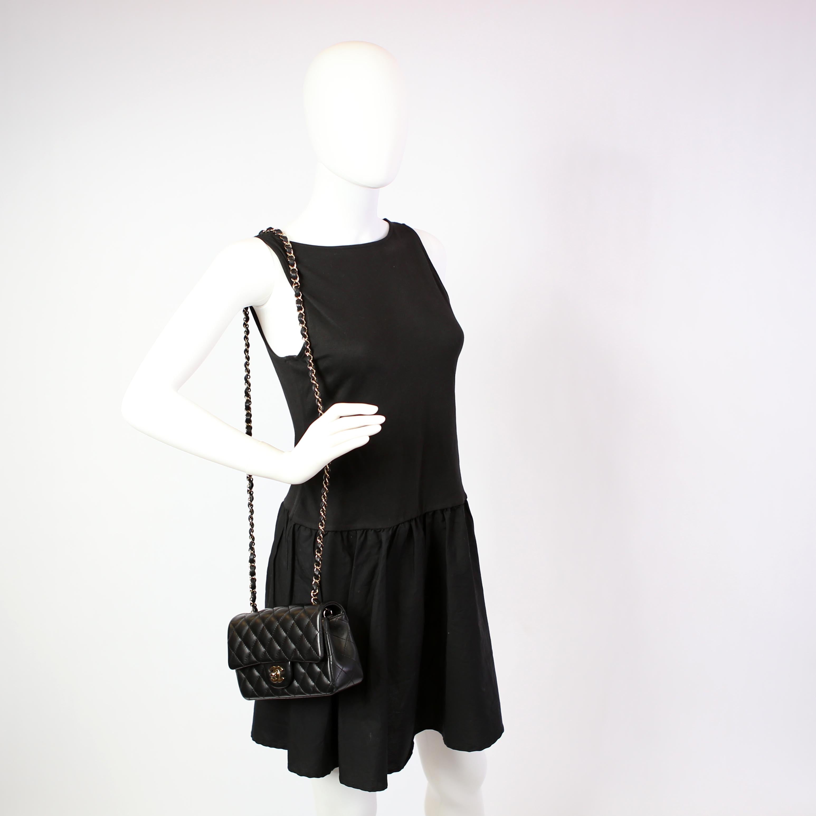 Chanel Classic Flap Mini Rectangle Lambskin RFID Black