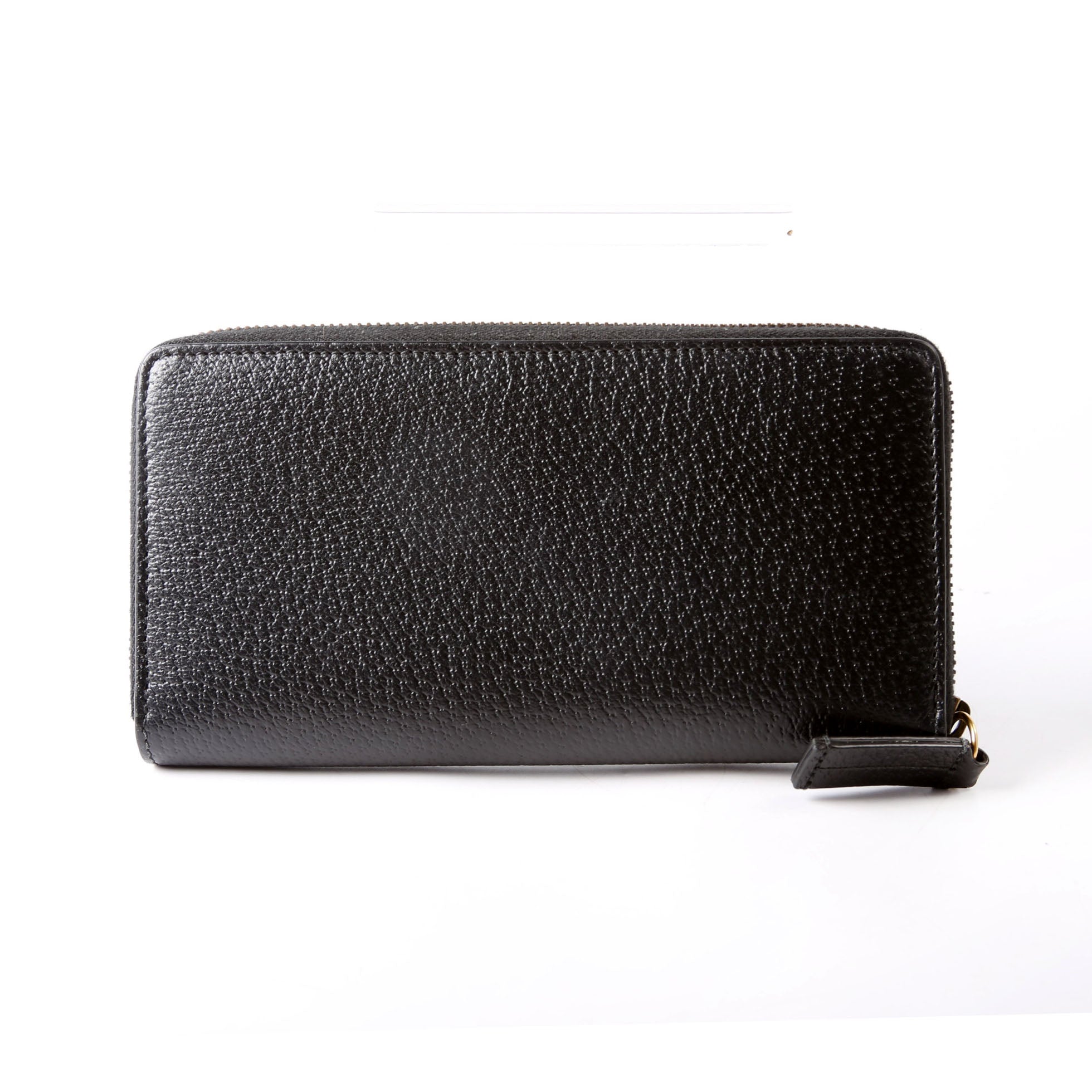 Gucci 523667 Animalier Bee Leather Zip Around Long Wallet Black