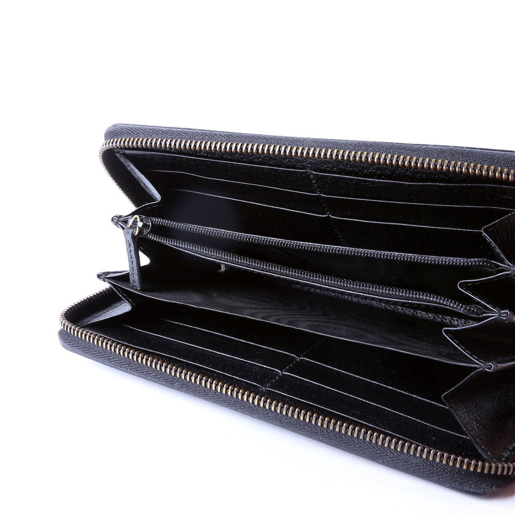 Gucci 523667 Animalier Bee Leather Zip Around Long Wallet Black