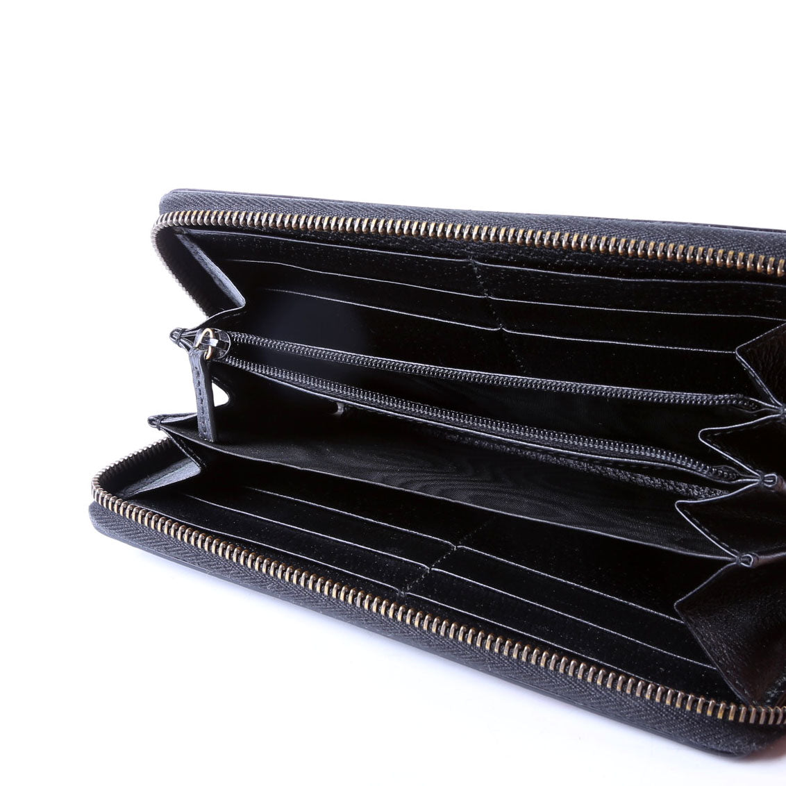 Gucci 523667 Animalier Bee Leather Zip Around Long Wallet Black