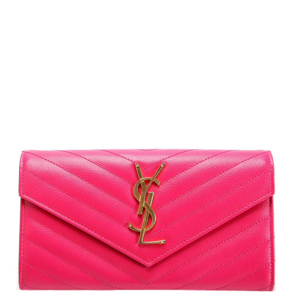 Saint Laurent Flap Wallet Large Grain De 372264 Pink