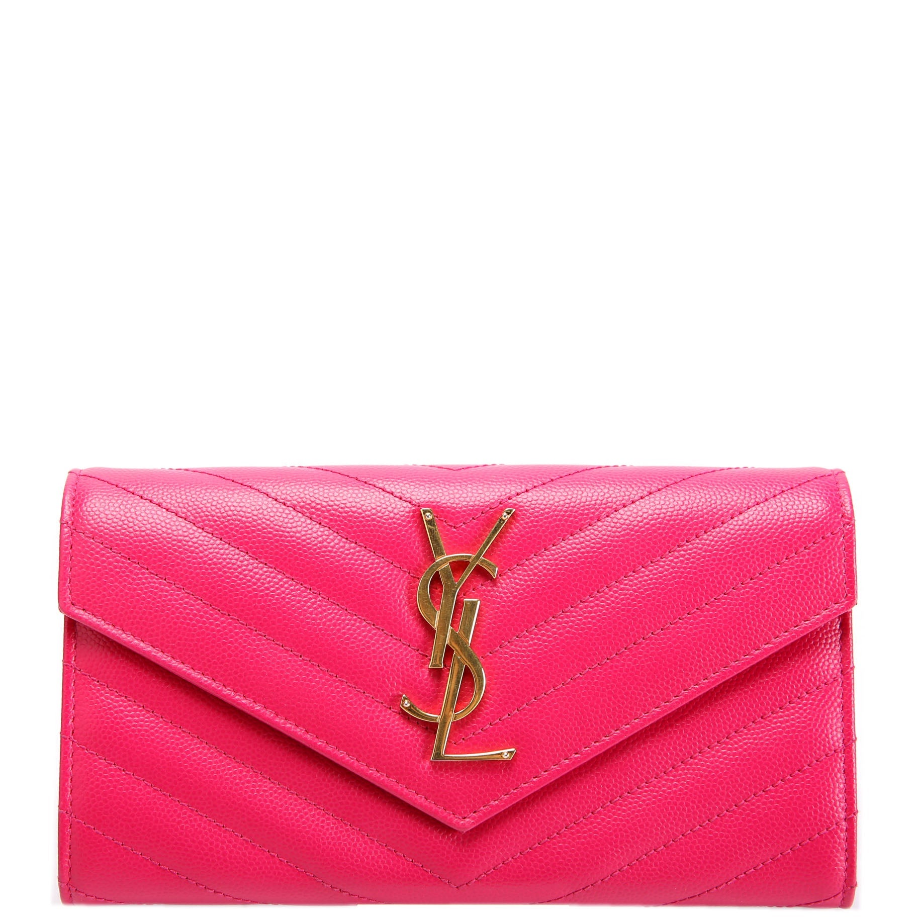 Saint Laurent Flap Wallet Large Grain De 372264 Pink
