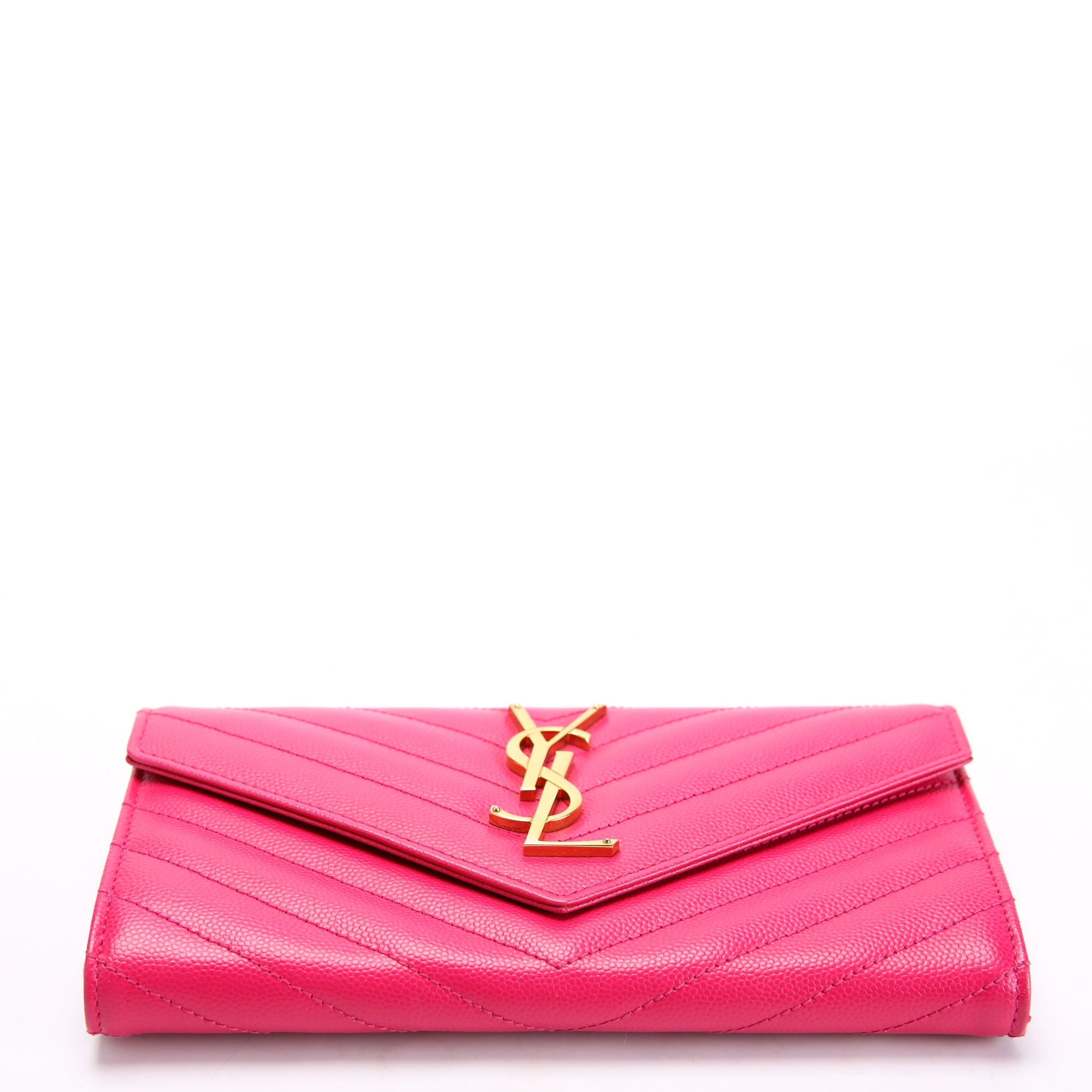 Saint Laurent Flap Wallet Large Grain De 372264 Pink