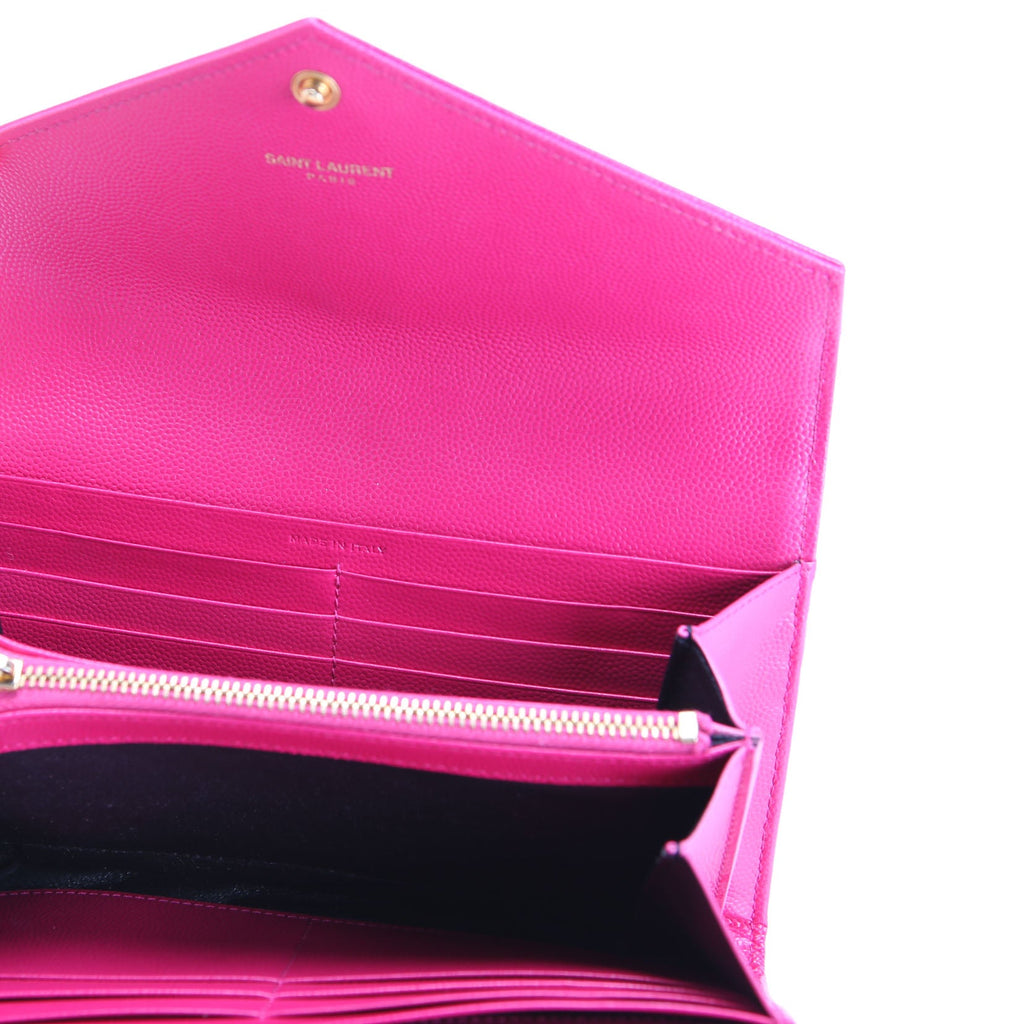Saint Laurent Flap Wallet Large Grain De 372264 Pink