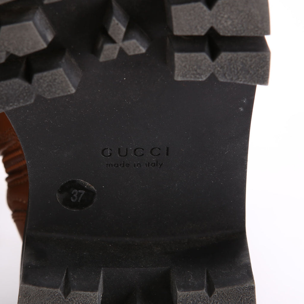 Gucci GG Matelasse Lace Up Boots Size 37 Brown