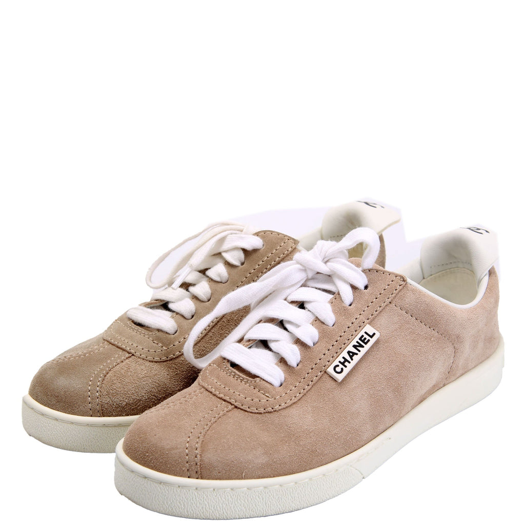 Chanel CC Weekender Suede Sneakers Size 35.5