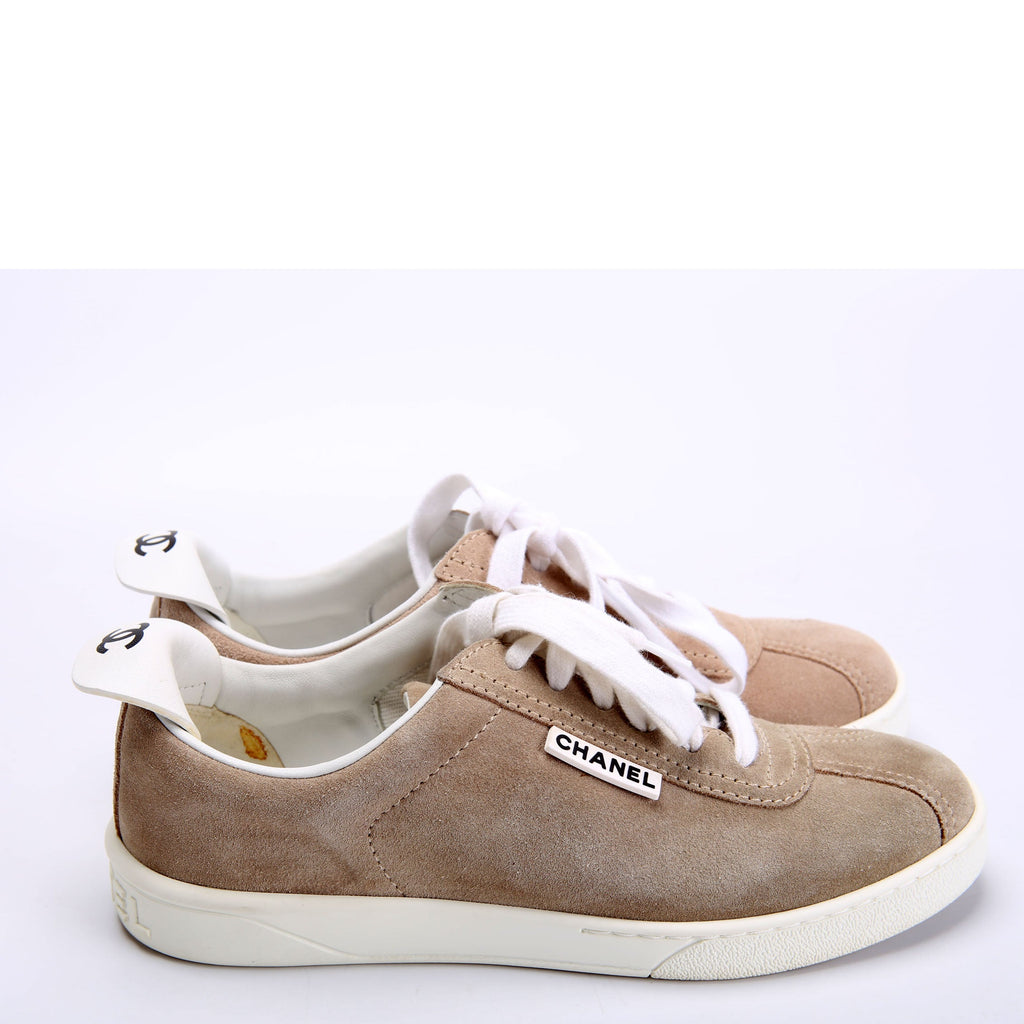 Chanel CC Weekender Suede Sneakers Size 35.5