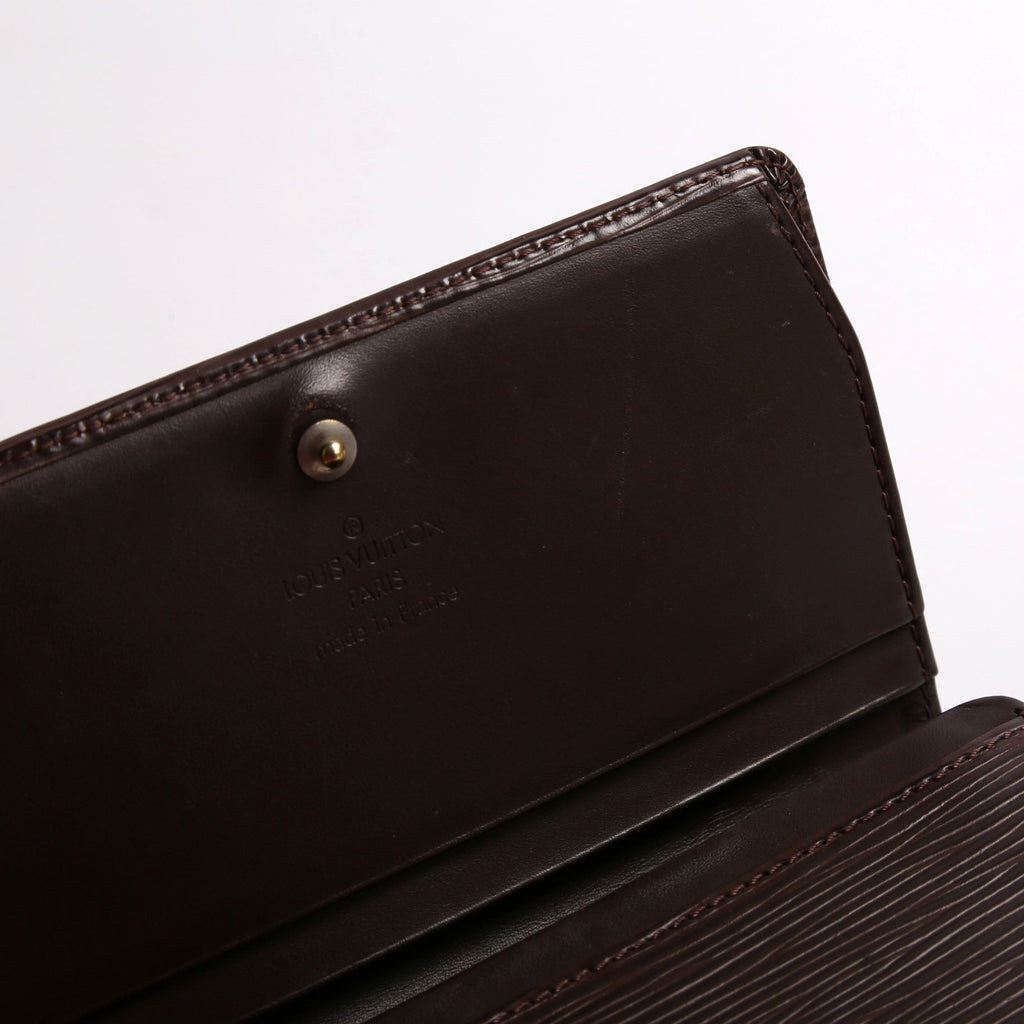 Louis Vuitton Porte Monnaie Billets Tresor Wallet Epi Brown