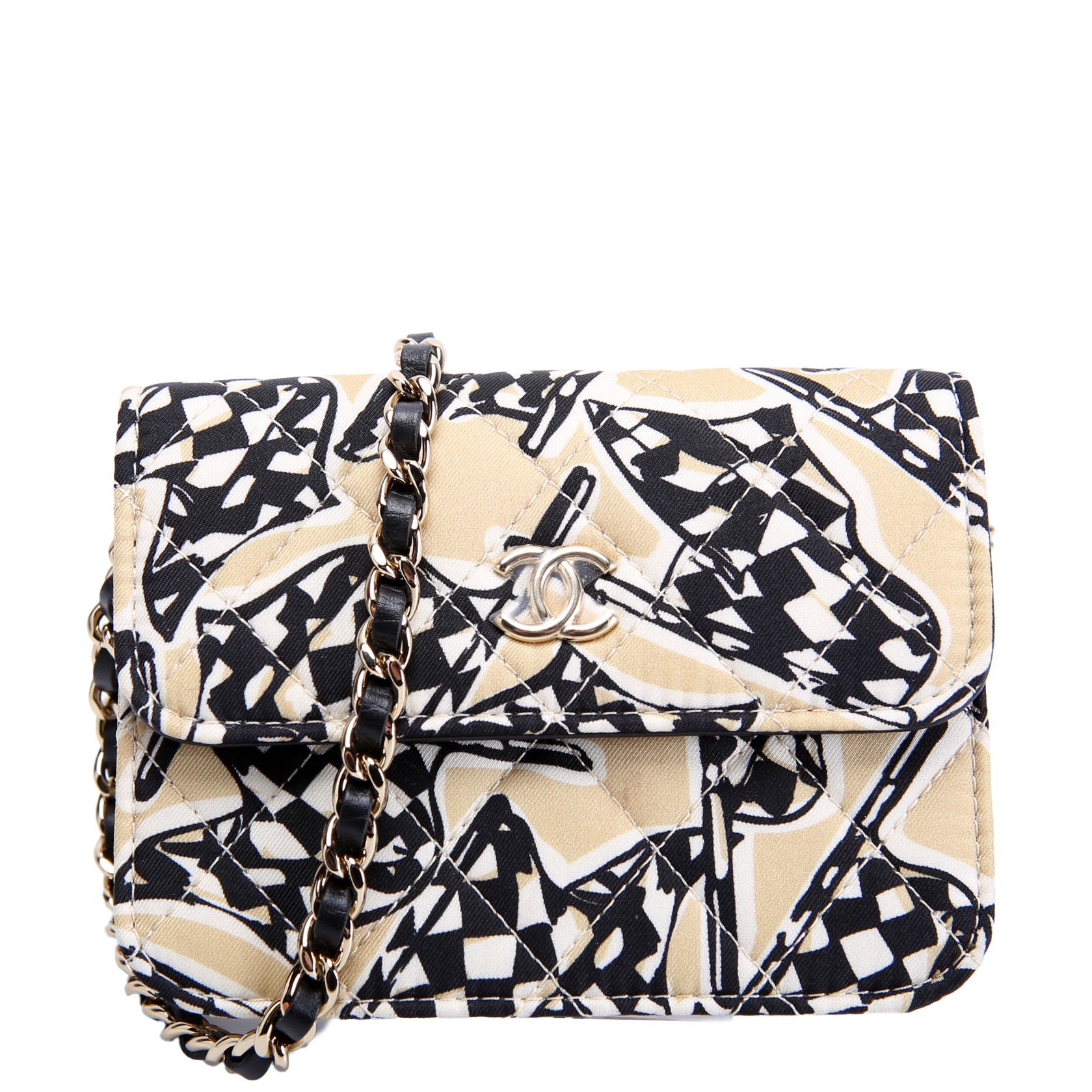 Chanel CC Flag Printed Clutch With Chain Canvas RFID