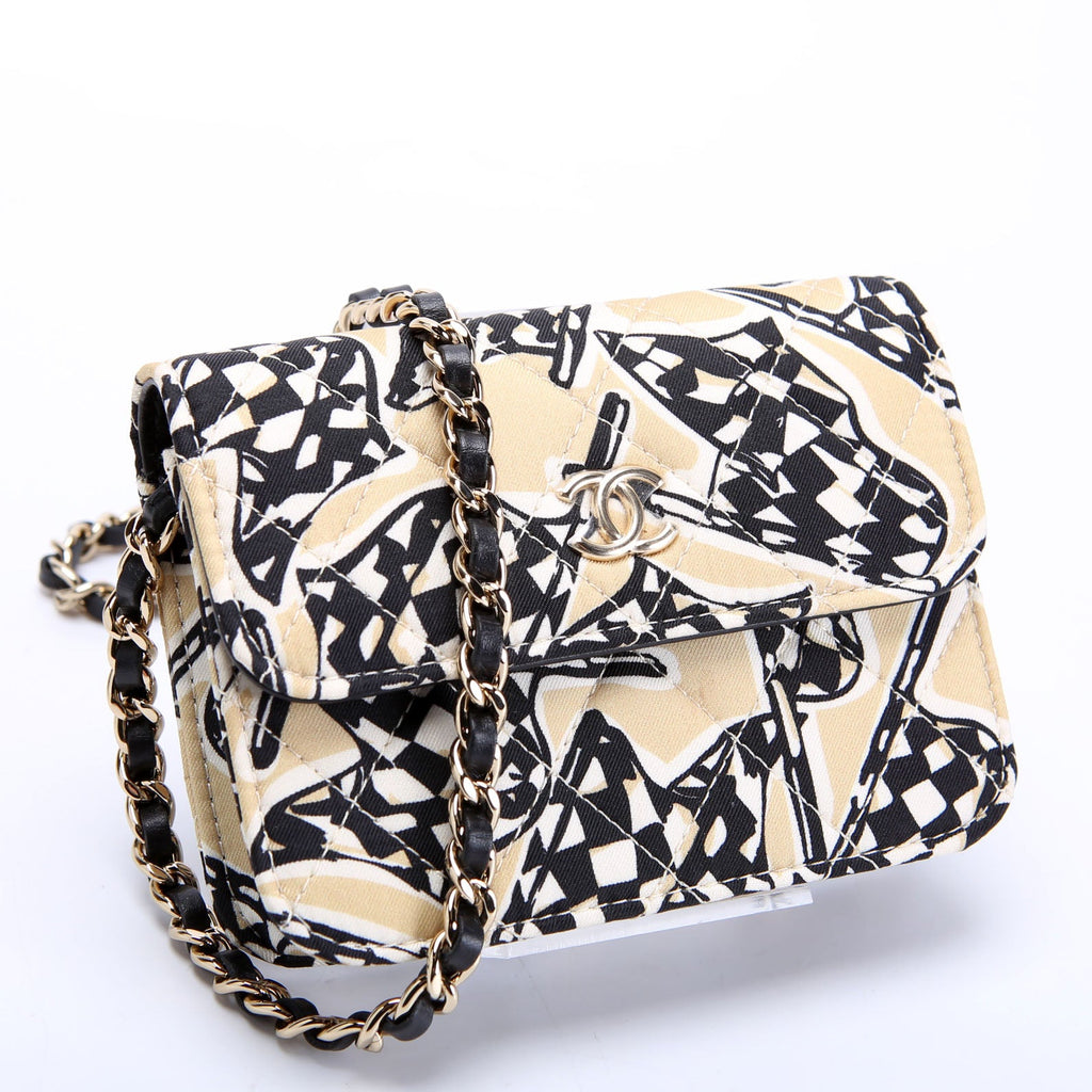 Chanel CC Flag Printed Clutch With Chain Canvas RFID