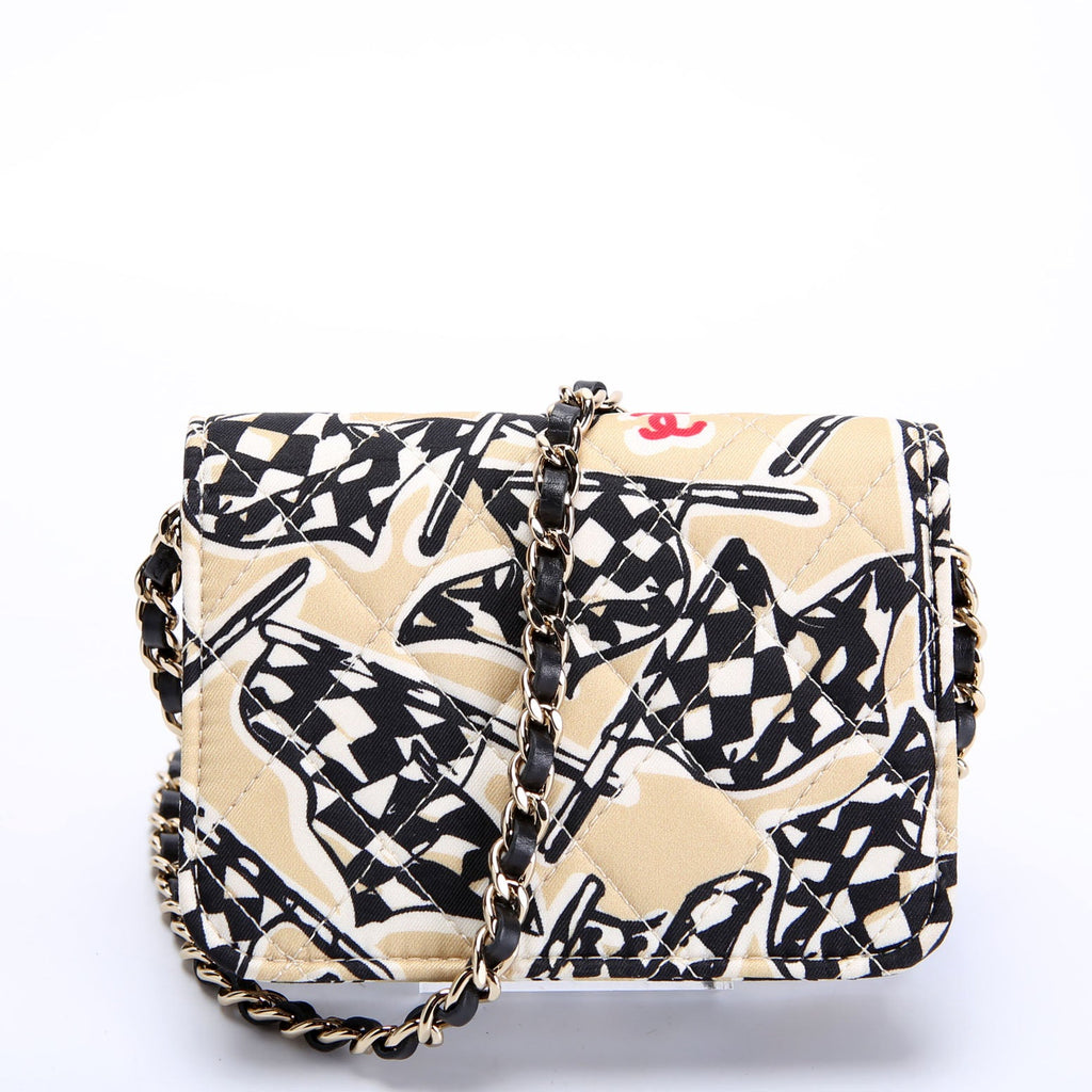 Chanel CC Flag Printed Clutch With Chain Canvas RFID