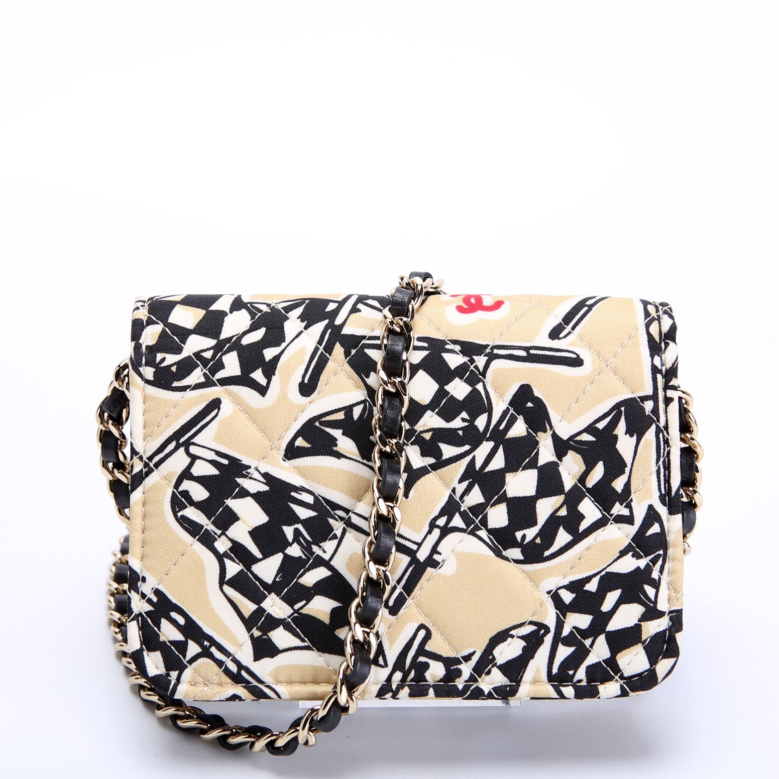 Chanel CC Flag Printed Clutch With Chain Canvas RFID