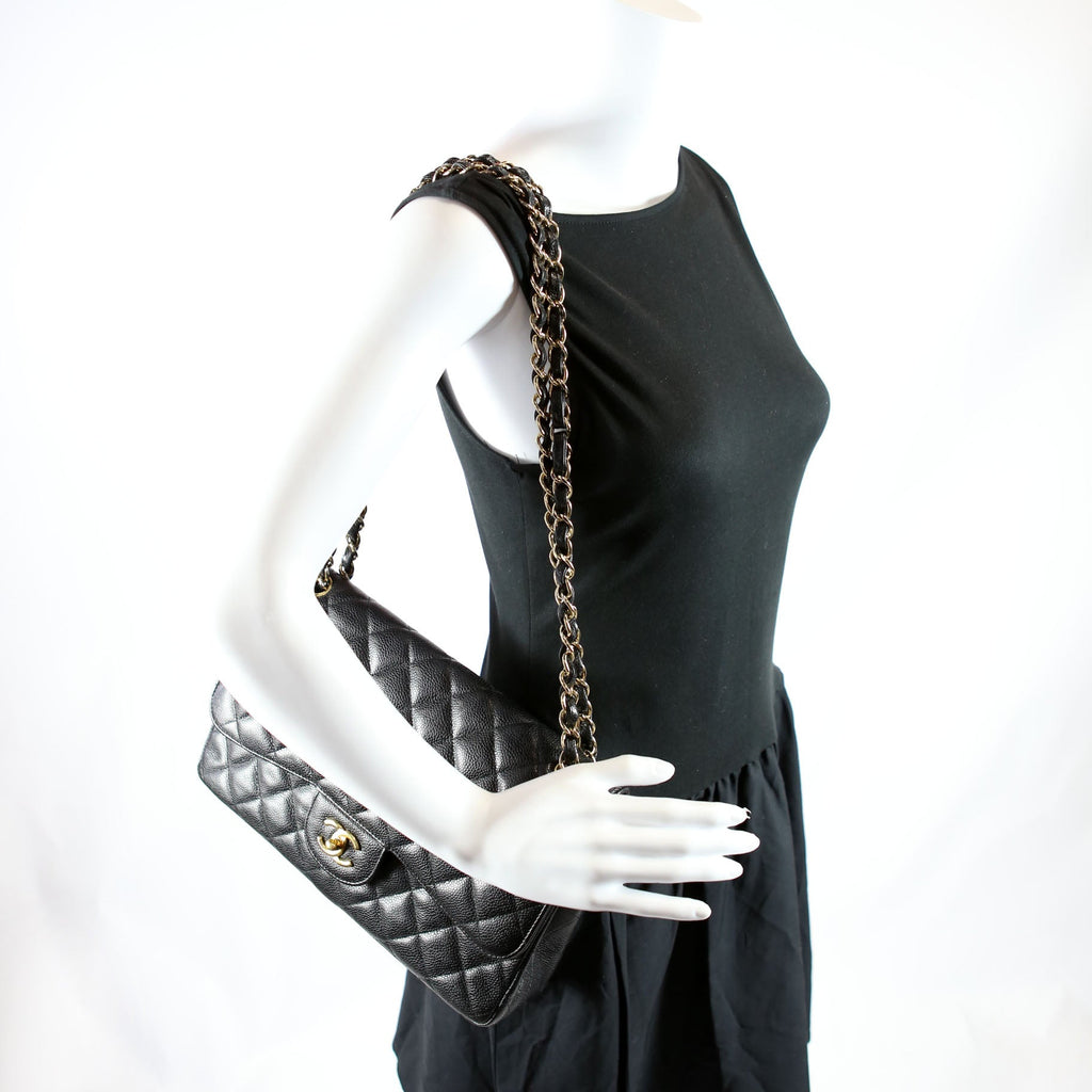 Chanel Classic Flap Jumbo Caviar 17-20M Black