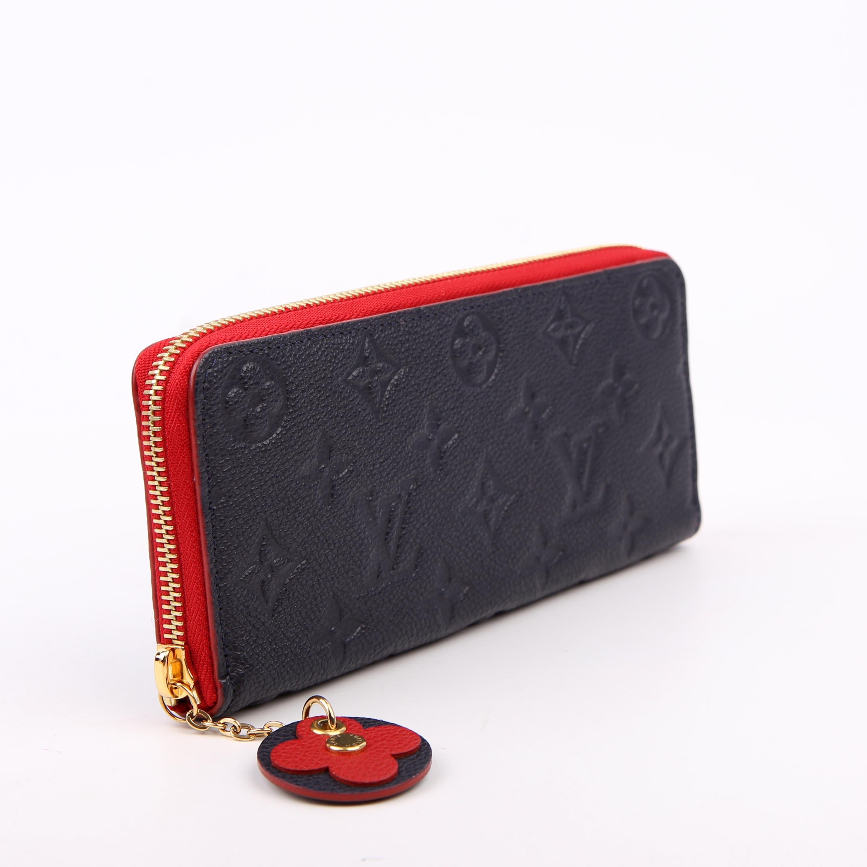 Louis Vuitton Clemence Flower Wallet Empreinte Navy/Red