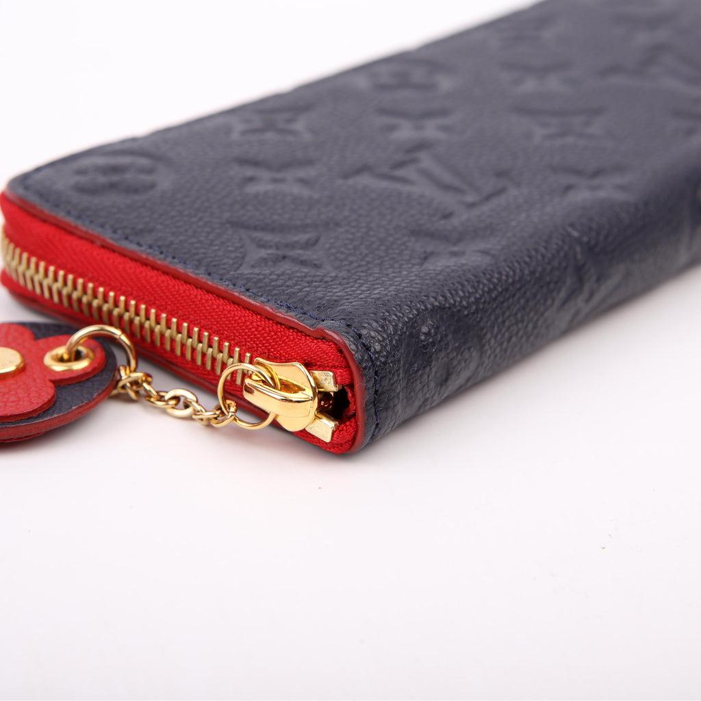 Louis Vuitton Clemence Flower Wallet Empreinte Navy/Red