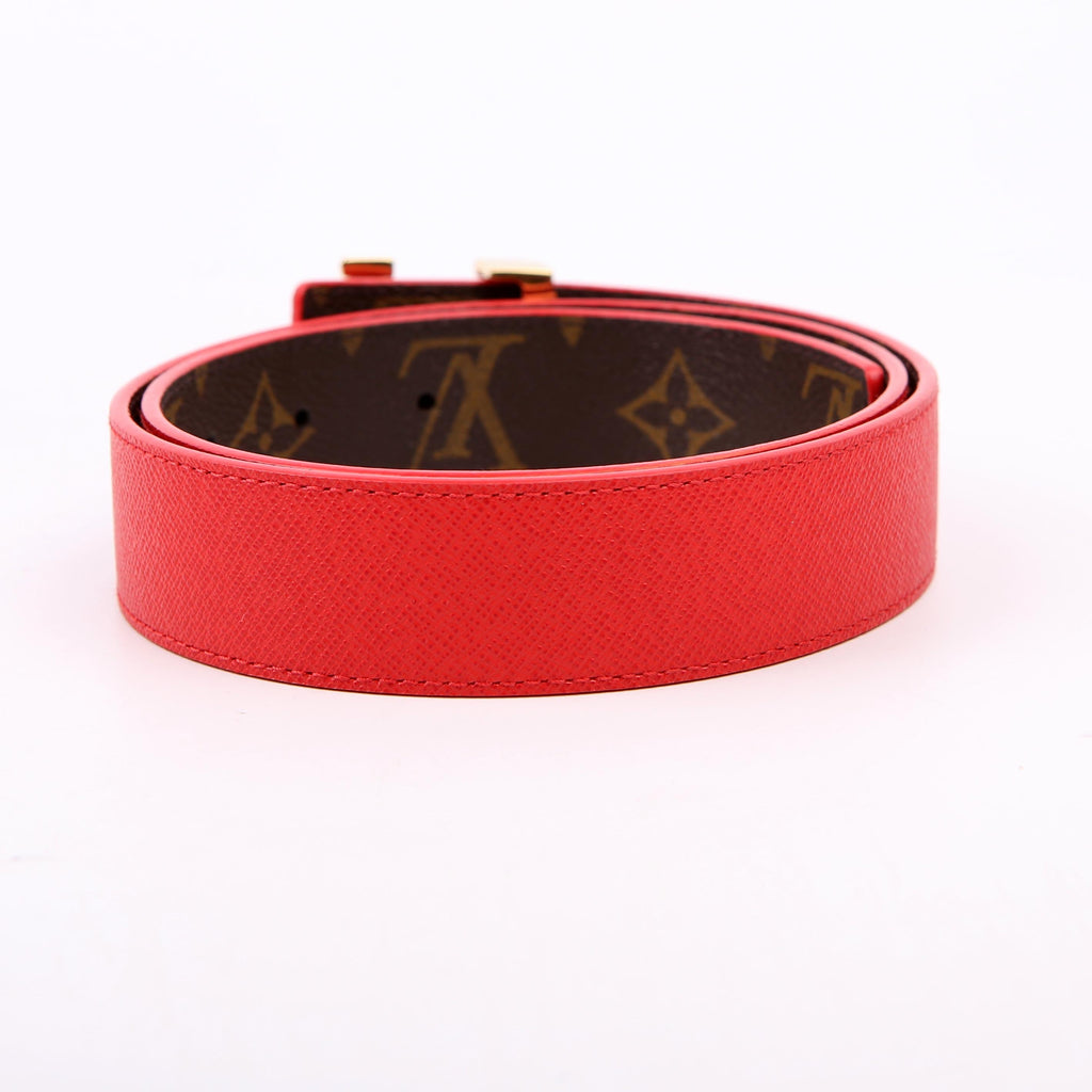 Louis Vuitton LV Initiales 30MM Reversible Leather/Monogram Belt Size 75/30 Red
