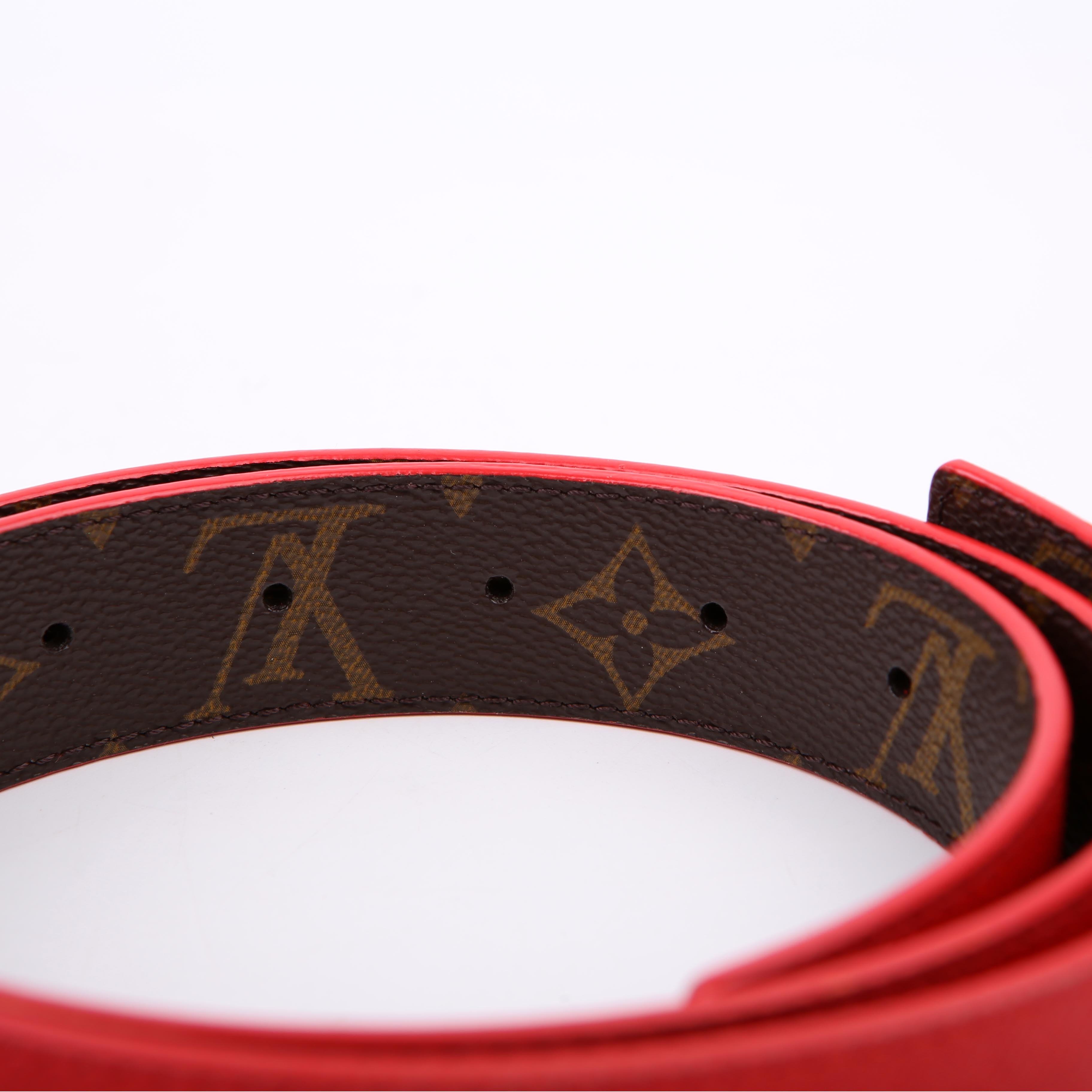 Louis Vuitton LV Initiales 30MM Reversible Leather/Monogram Belt Size 75/30 Red