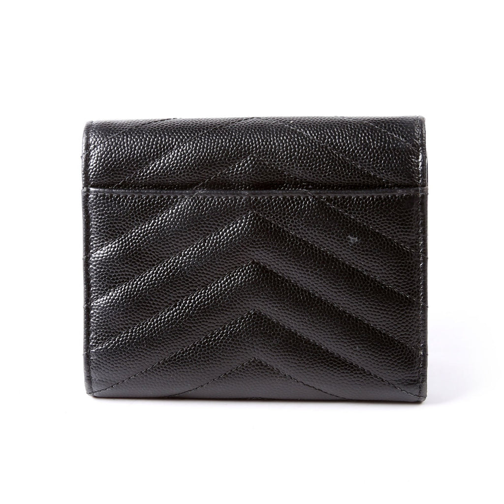 Saint Laurent Grain De Poudre Compact Trifold Wallet 403943 Black