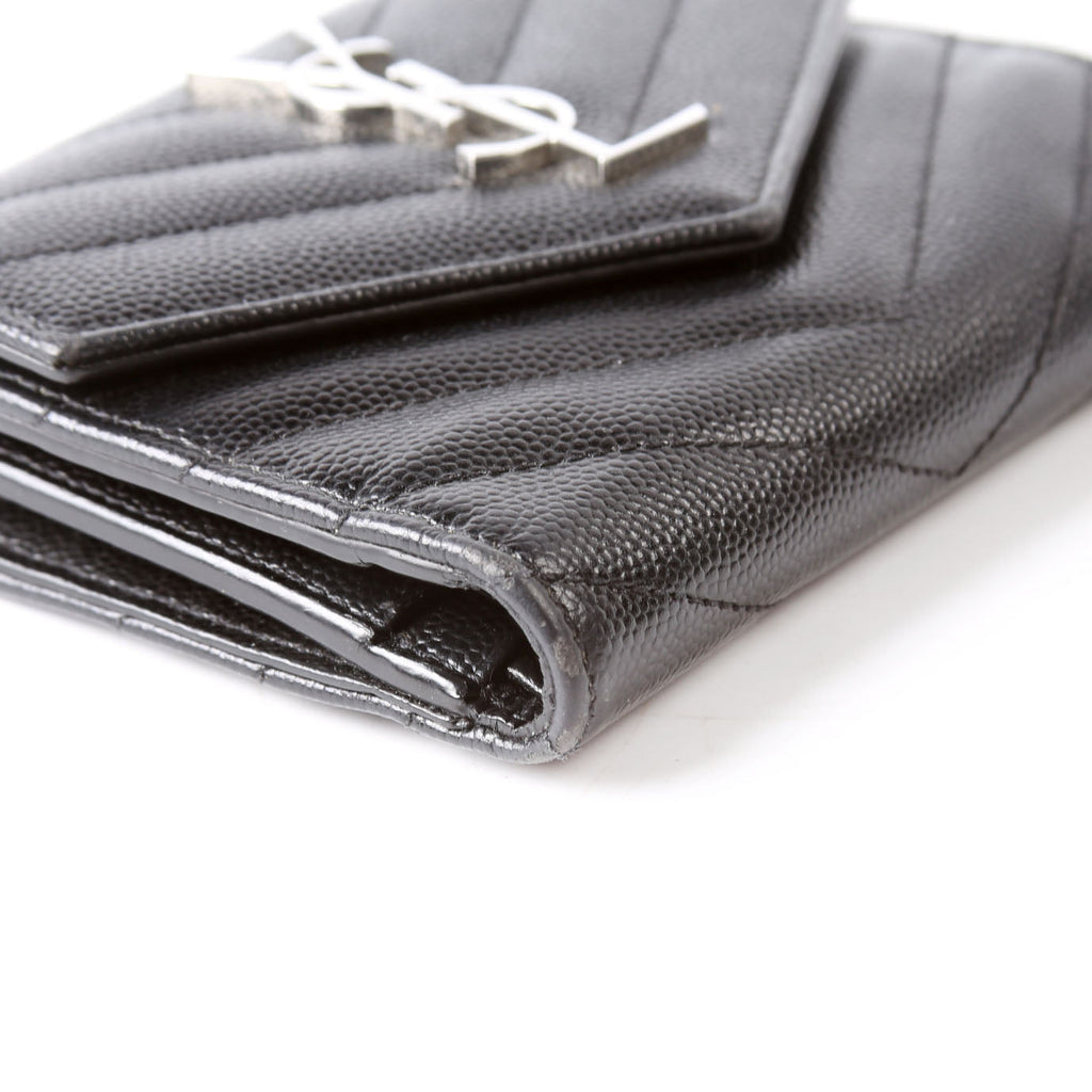 Saint Laurent Grain De Poudre Compact Trifold Wallet 403943 Black