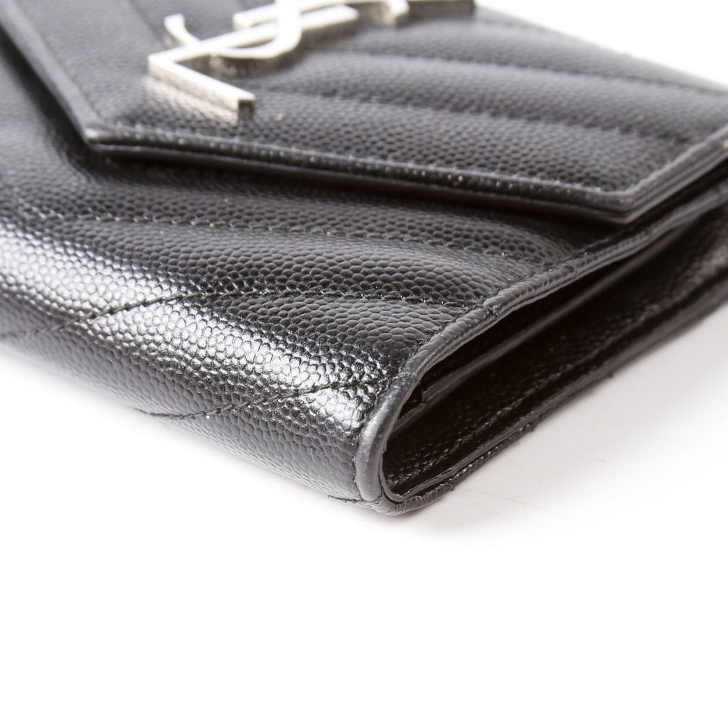 Saint Laurent Grain De Poudre Compact Trifold Wallet 403943 Black