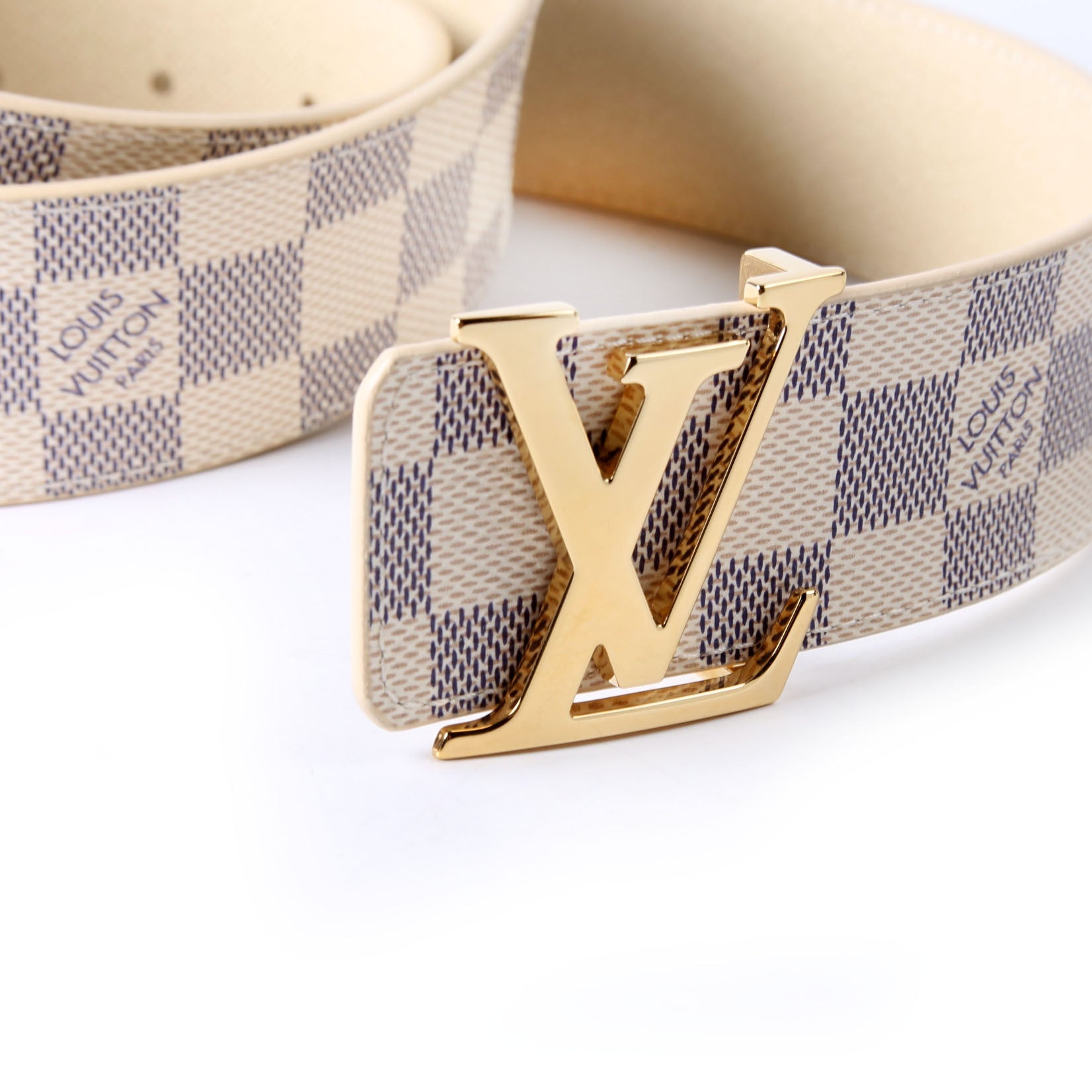 Louis Vuitton LV Initiales 40MM Reversible Leather/Damier Azur Belt Size 110/44