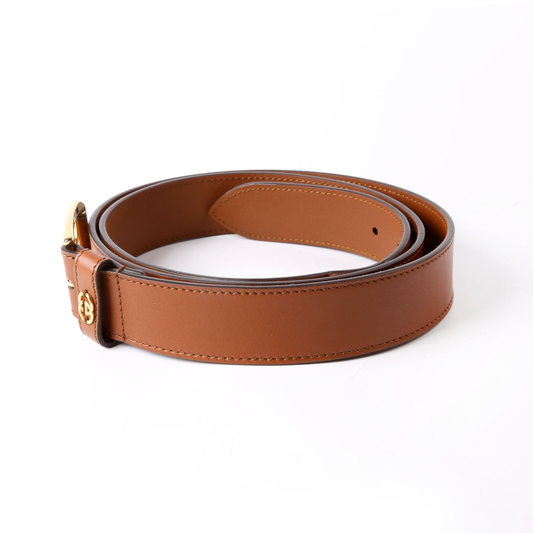 Gucci 673921 Leather Interlocking G Belt Size 115/46 Brown