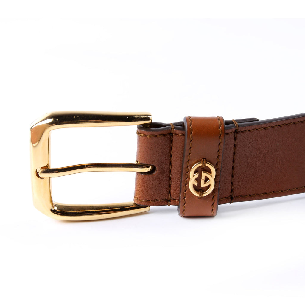 Gucci 673921 Leather Interlocking G Belt Size 115/46 Brown